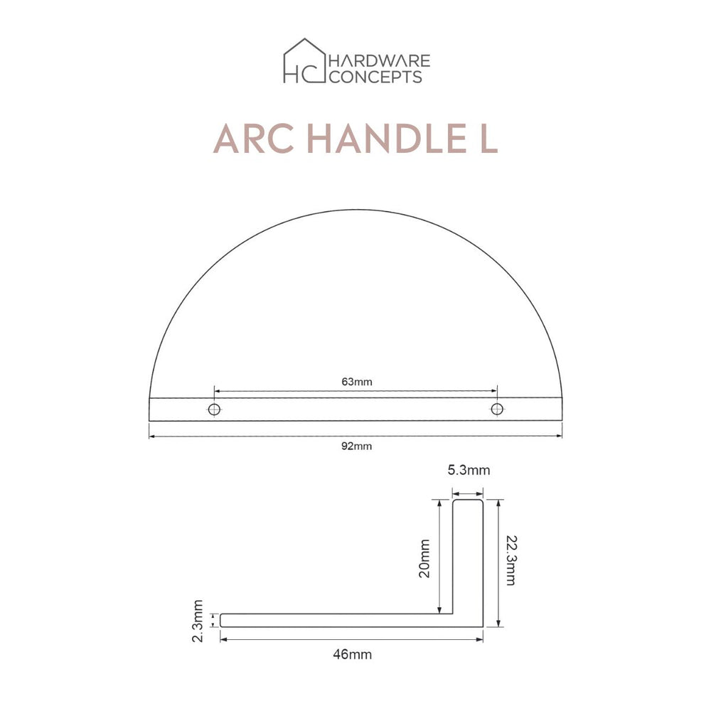 Arc Solid Brass Pull Handle - L