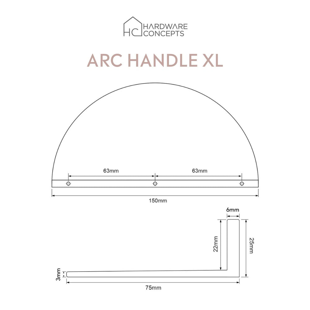 Arc Solid Brass Pull Handle - XL